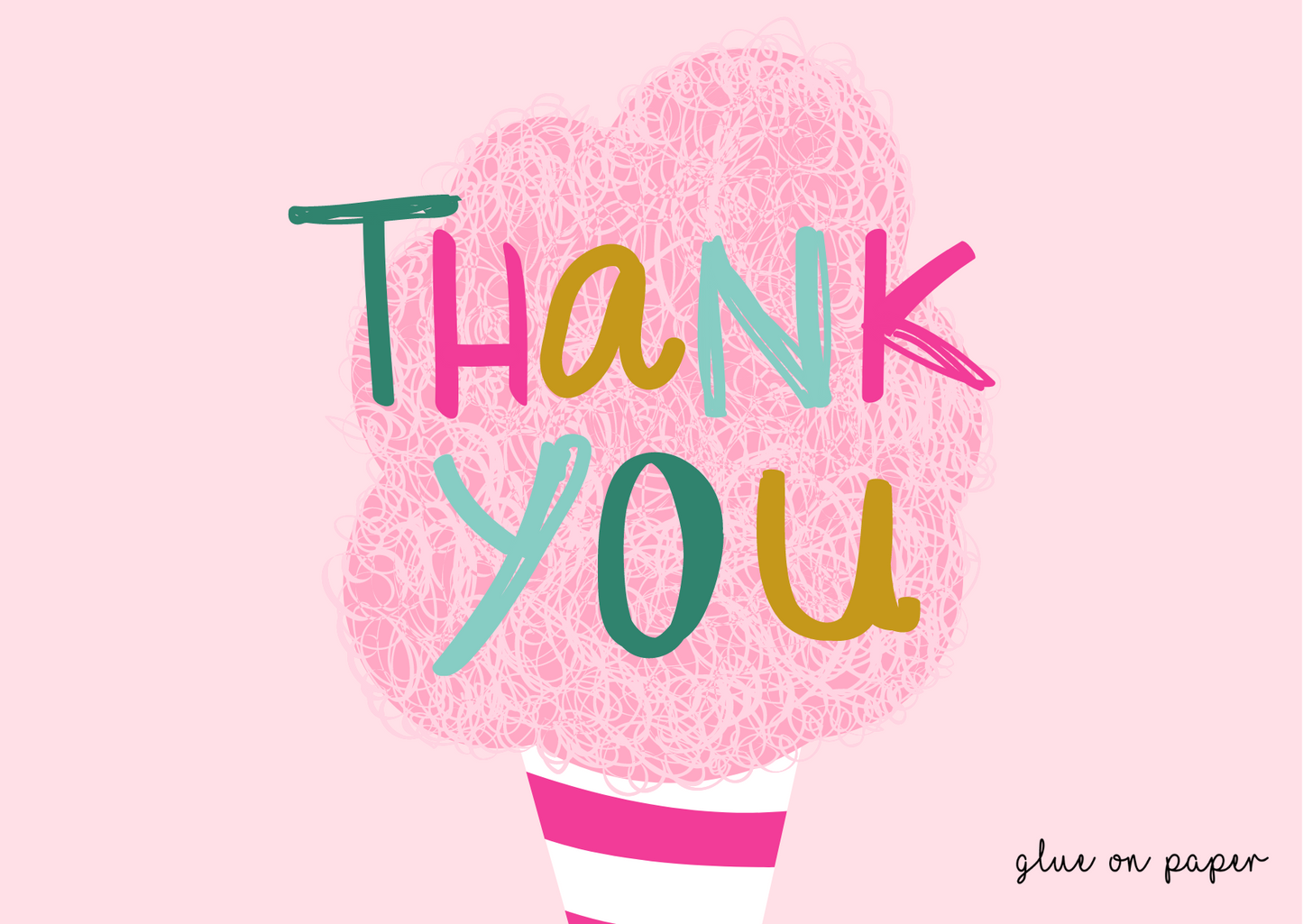 Glue on Paper Gift Card - Thank you